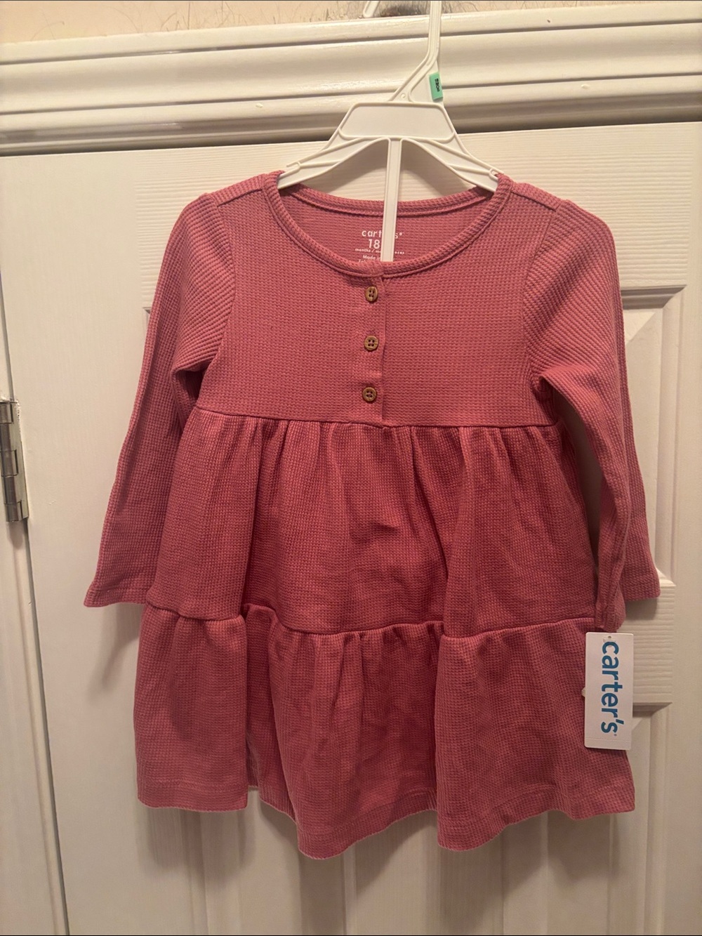 NWT Carter's Dusty Rose Long-Sleeve Tiered Knit Dress for Kids